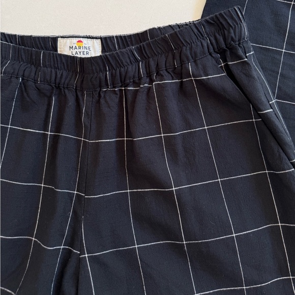 Marine Layer Allison Windowpane Plaid High Rise Cropped Straight Leg Pants Small - Picture 3 of 5